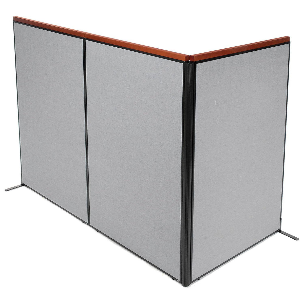 48-1/4"W x 73-1/2"H Deluxe Freestanding 3-Panel Corner Room Divider by Global Industrial – Alloy Steel, Grey, Model 695083GY
