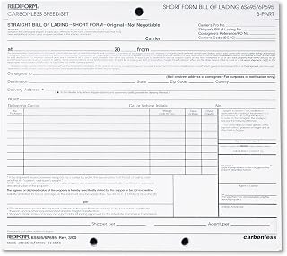 Rediform 6P695 Bill of Lading Short Form 8 1/2 x 7 Three-Part 50 Loose Form Sets/Pack