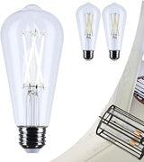 Satco 5W ST19 Edison Style LED Filament Light Bulbs 5000K Natural Light 425 Lumens Clear 300 Degree Beam E26 Medium Base 92 CRI Dimmable Wet Rated IP65 Enclosed Fixture Rated 120V S12535 (2 Pack)
