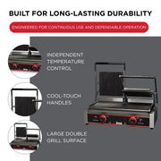 9" Double Commercial-Grade Panini Grill Press by Winco – Double, Cast Iron, Silver, Model EPG-2