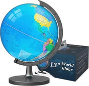 13" Globe for Kids & Adults with Stable Heavy Metal Base | Interactive World Globe with HD Waterproof & Writable Surface, Educational STEM Learning Toy, Classroom Teaching Gift