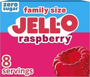 Jell-O Gelatin Dessert Mix, Family Size, Raspberry, 0.6 oz Box