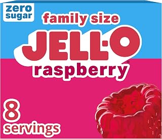 Jell-O Gelatin Dessert Mix, Family Size, Raspberry, 0.6 oz Box