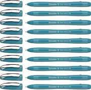 Schneider Slider Memo XB Ballpoint Pen (Colour Edition with Cap, Line Width: XB) Pack of 10, Case Colour: Teal, Ink Colour: Blue