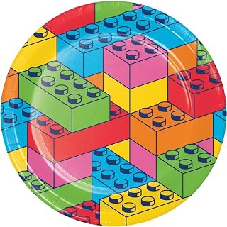Creative Converting Block Bash Toy Blocks Dinner Plates, 8 Count
