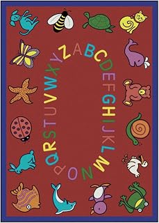 Joy Carpets Kid Essentials ABC Animals Rug, Red, 10'9" x 13'2"