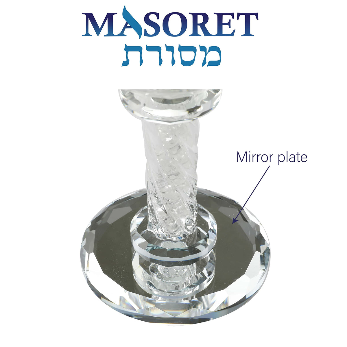 Masoret Glass Kiddush Cup and Tray Set, 6.4 Inch, Set of 4