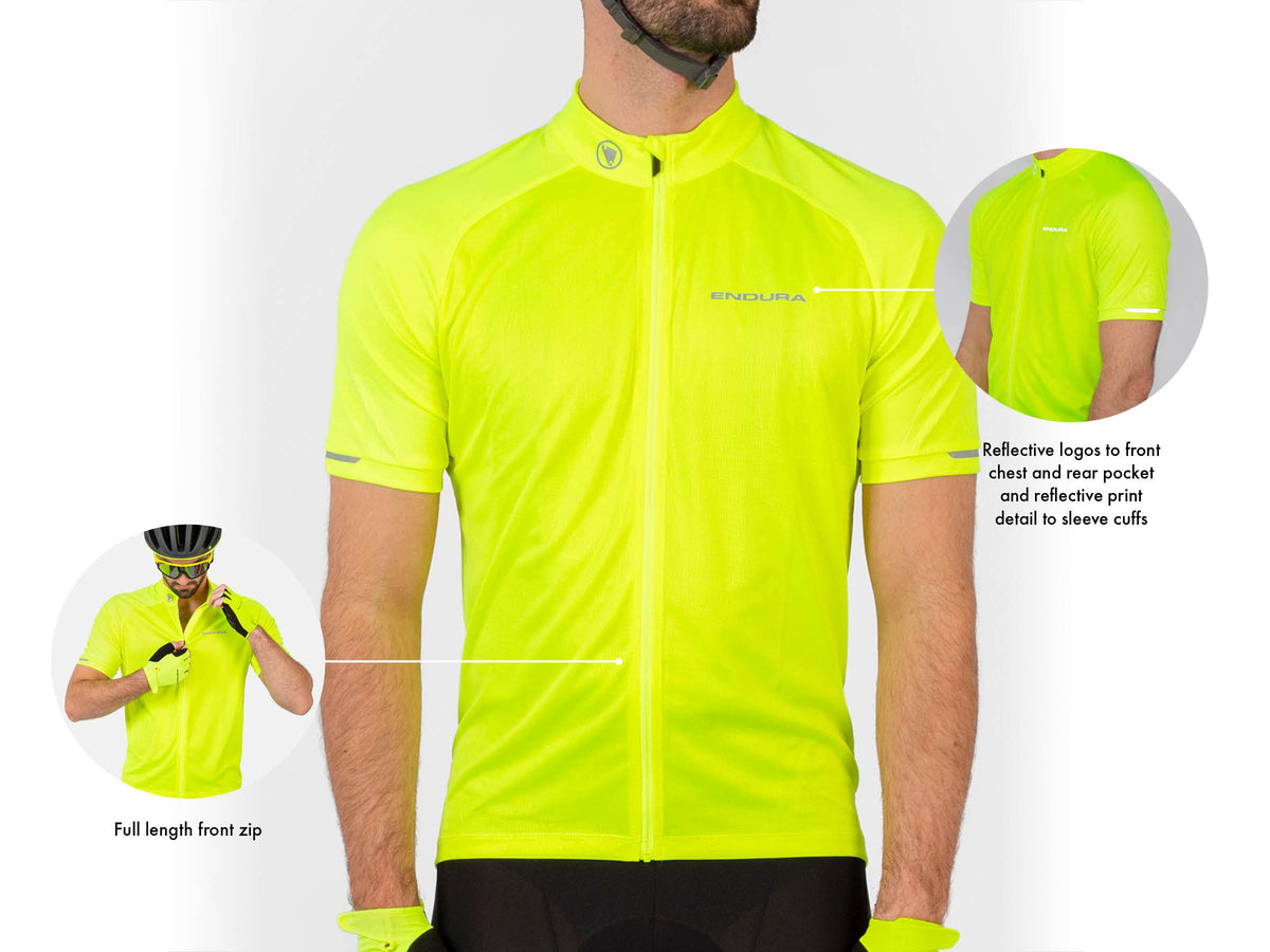 Men's Xtract Road Cycling Jersey by Endura – X-Large, Jersey, Hi-viz Yellow, Model E3202YV/6