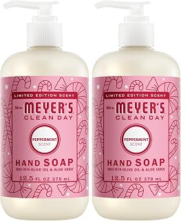 Mrs. MEYER'S CLEAN DAY Liquid Hand Soap, Made with Essential Oils, Peppermint Scent, 12.5 Fl Oz (Pack of 2)