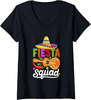 Womens Colorful Mexican Fiesta Cinco De Mayo Party V-Neck T-Shirt