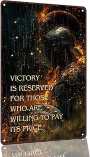Spartan Warrior Victory Quote Aluminum Wall Sign, 8 x 12 Inch