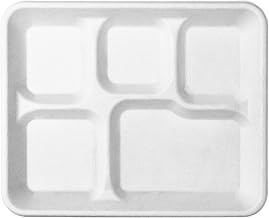 Responsible Products 5-Compartment Food Trays I Tree-Less™ Compostable Molded Fiber Lunch Trays I Extra Strength I NO-PFAS I Classic White (500 Count)