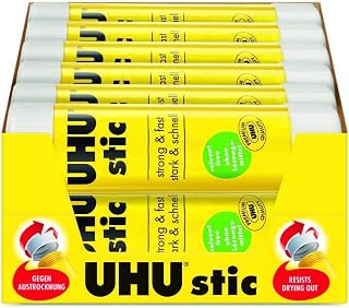 UHU Stic Solvent Free Glue Sticks - White Dries Clear - 40 g Tubes - Class Pack of 24 Stics