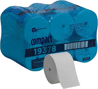 Compact Coreless 2-Ply Recycled Toilet Paper by GP PRO (Georgia-Pacific), 19378, 1,500 Sheets Per Roll, 18 Rolls Per Case