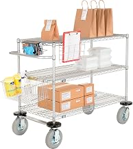 Nexelate Curbside Cart w/3 Wire Shelves & Pneumatic Casters, 24" L x 18" W x 43" H