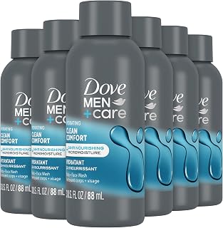 Dove Men+ Care Body + Face Wash, Clean Comfort 6-Pack – Hydrating Shower Gel Formula for Healthy, Smooth Skin, 3 Oz Ea