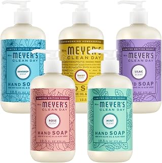 Mrs. MEYER'S Clean Day Liquid Hand Soap Variety Pack 12.5 Fl Oz Each, 1 CT (Rose + Lilac + Mint + Daisy + Dewdrop)