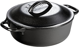 Lodge Cast Iron Dutch Oven with Loop Handle, Oven-Safe, 2 Quart | PFAS-Free & Non-Toxic Oven-Safe Cast Iron Dutch Oven with Loop Handle, Even Heat Retention Every Day