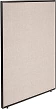 Global Industrial Office Partition Panel, 48.25" W x 60" H, Tan, 1-3/4" Thick, Flame Retardant to California 117 Standard, Heavy Tackable Liner, Adjustable Leveling Feet