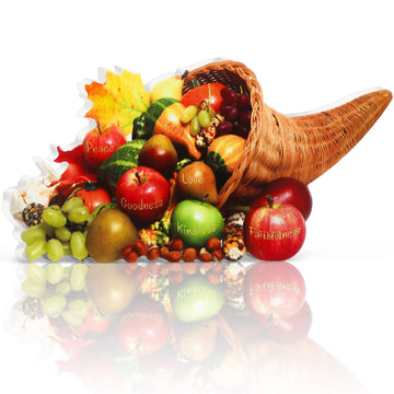 Amyhill Thanksgiving Cornucopia Centerpiece, Wood Fruit Design, 13.39 x 5.12 Inch