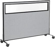 Global Industrial 60-1/4"W x 45" H Mobile Office Partition Panel with Partial Window, Gray