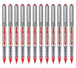 Liquid Ink Rollerball Eye Fine UB-157E Red 0.7mm Box 12 pcs by Uni-Ball – 1 Count (Pack of 12), Plastic Stainless Steel Tungsten Carbide Metal, grey, Model 315176000