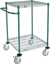 Nexel 2 Shelf Cart, Poly-Green, 24"L x 24"W x 40"H, Polyurethane Brake Casters