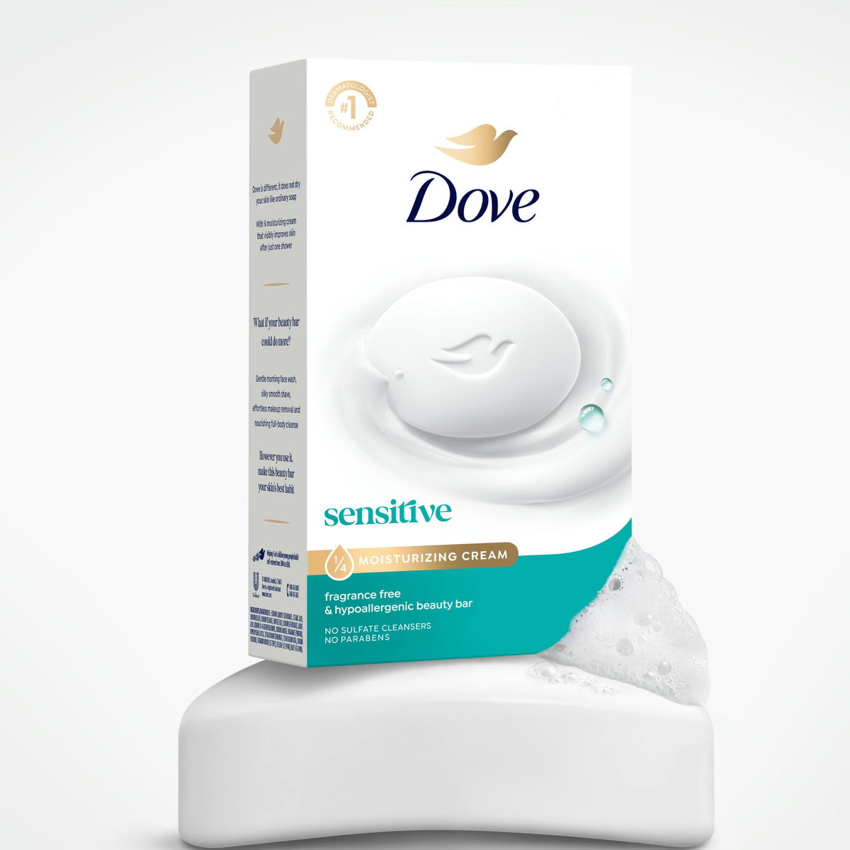 Dove 3.75 Ounce (Pack of 6) / Fragrance Free / White Soaps