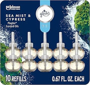 Glade PlugIns Refills Air Freshener, Sea Mist & Cypress, Scented and Essential Oils for Home and Bathroom, 0.67 Fl Oz, 10 Count