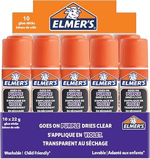 Elmer's Disappearing Purple Glue Sticks | Dries Clear | Great for Schools & Crafting | Washable & Child-Friendly | 22g | 10 Count