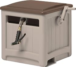 Suncast 225 ft. Smart Trak Hose Hideaway with Crank Handle for Easy Winding, Weather-Resistant, 26" W x 21" D x 21.5" H, Beige