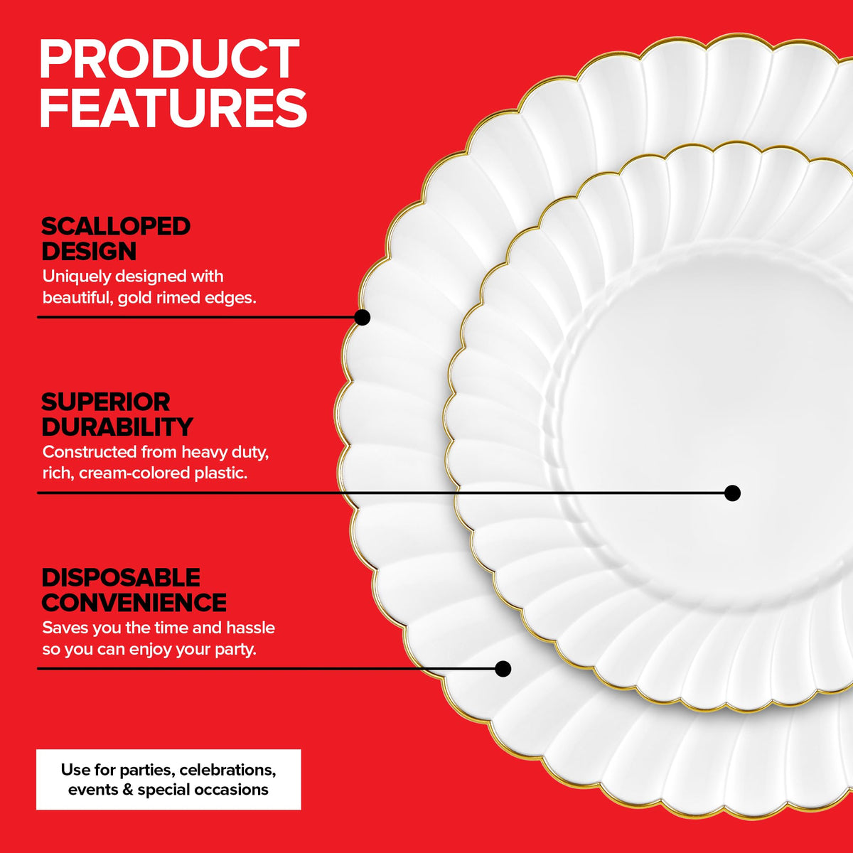 Stock Your Home Ivory & Gold / 100 / 100 Count Plates