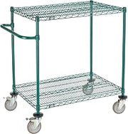 Nexel 2 Shelf Cart, Poly-Green, 36" L x 24" W x 40" H, Polyurethane Brake Casters