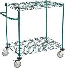 Nexel 2 Shelf Cart, Poly-Green, 36" L x 24" W x 40" H, Polyurethane Brake Casters