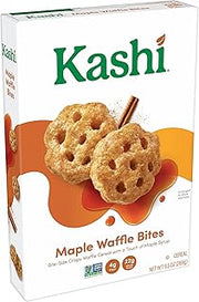 Kashi Breakfast Cereal, Vegan, Made with Whole Grains, Maple Waffle Bites, 9.5oz Box (1 Box)