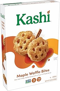 Kashi Breakfast Cereal, Vegan, Made with Whole Grains, Maple Waffle Bites, 9.5oz Box (1 Box)