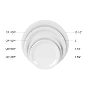 Thunder Group Color white melamine dinnerware collection 6 .5 inch narrow rim round plate by Excellante – Small, Melamine, White, Pack of 12, Model CR106W