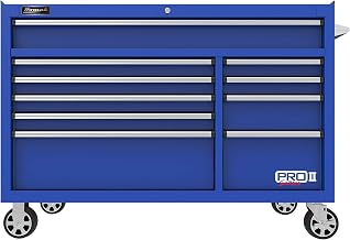 Homak PRO II Series 54” 10-Drawer Roller Cabinet, Blue, BL04054012