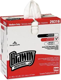 Georgia-Pacific 29316 GP PRO Brawny Professional H600 Disposable Cleaning Towel, White 10 x (Pack of 200)