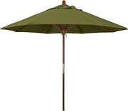 California Umbrella 9' Round Hardwood Frame Market Umbrella, Stainless Steel Hardware, Push Open