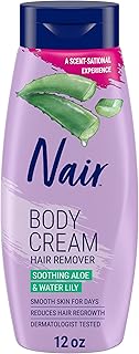 Nair Body Cream Hair Remover, Soothing Aloe and Water Lily, 12 Oz