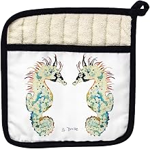 Betsy Drake PT388W Betsys Seahorses White Pot Holder