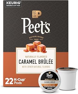 Coffee Pods by Peet's Coffee – 22 Count (Pack of 1), Caramel Brûlée, Model Flavored Coffee K-Cup Pods for Keurig