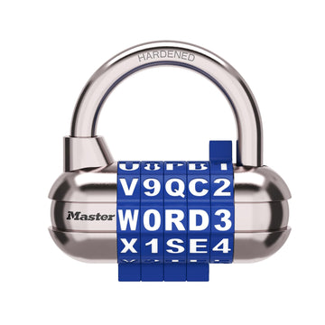 Resettable Word Combination Padlock by Master Lock – 1 Pack, Metal, Blue, Model 1534BLUEC