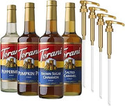 Torani Coffee Syrup, Fall & Winter 4-Pack, Pumps Included, 25.4 Fl Oz