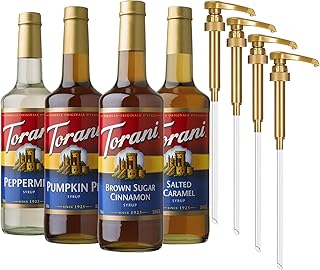 Torani Coffee Syrup, Fall & Winter 4-Pack, Pumps Included, 25.4 Fl Oz