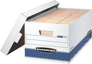 Bankers Box 4-Pack Medium-Duty File Storage Boxes, 24in Letter, FastFold | Speed through filing with FastFold setup, sturdy stacking, reinforced handles, and dependable document protection.