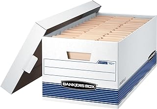 Bankers Box 4-Pack Medium-Duty File Storage Boxes, 24in Letter, FastFold | Speed through filing with FastFold setup, sturdy stacking, reinforced handles, and dependable document protection.