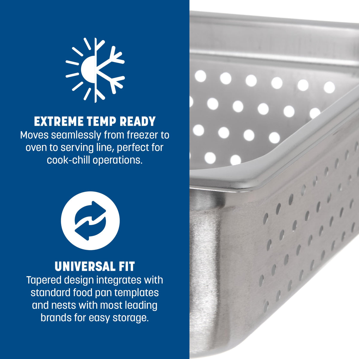 FoodService Products Durapan Full Size Stainless Steel Perforated Steam Pan for Catering by Carlisle – Full-Size, 400.0 ounces, Stainless Steel, Silver, Model 607004P