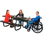 8'L Rectangular Picnic Table by Global Industrial – 96 inches x 60 inches x 30 inches, Steel, Black, Model 695289BK
